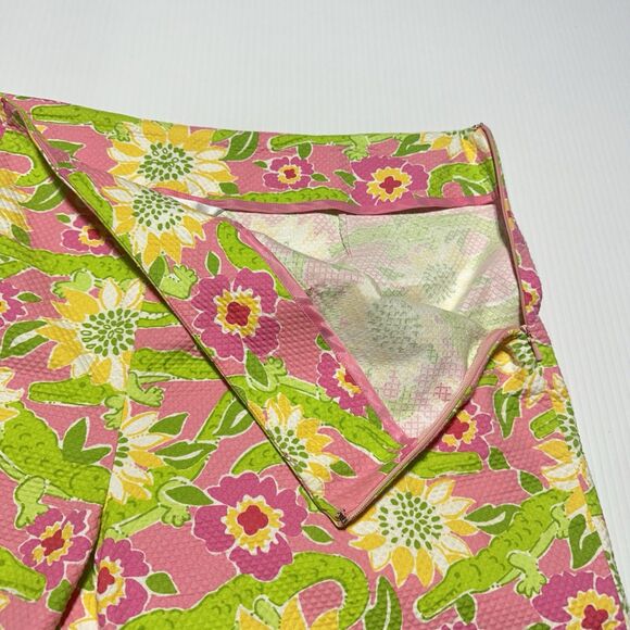Lilly Pulitzer Vintage Captis Pants Size 12 Alligator Floral Print Textured Bows - Picture 2 of 11